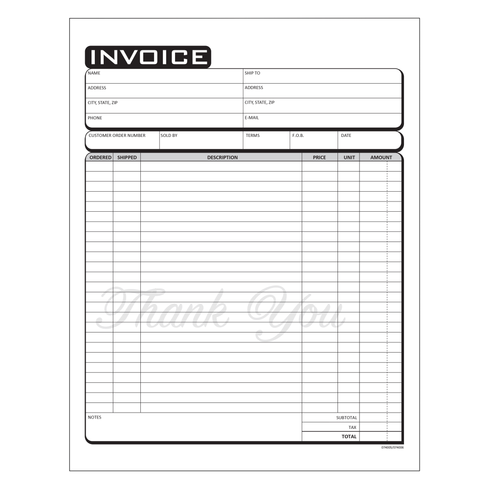 COSCO Invoice Form Book With Slip, 2-Part Carbonless, 8-1/2in x 11in, Business, Book Of 50 Sets