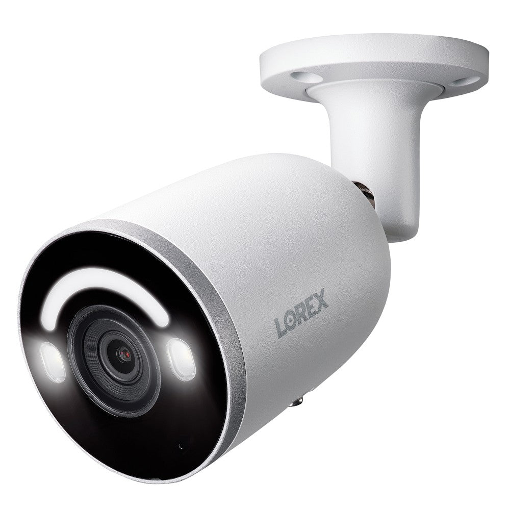 Lorex E894AB 4K 8.0-Megapixel Smart AI PoE IP Wired Bullet Security Camera With Lighting and Deterrence, White