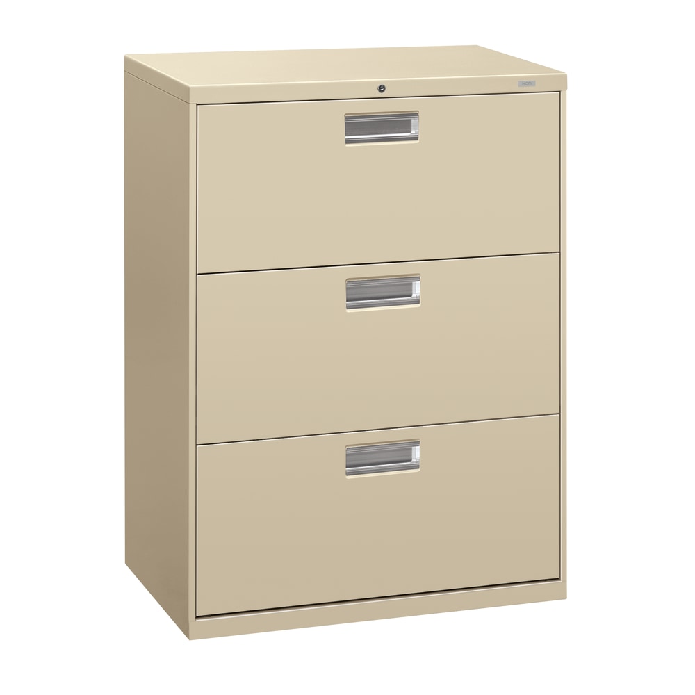 HON Brigade 600 36inW x 19-1/4inD Lateral 3-Drawer File Cabinet, Putty