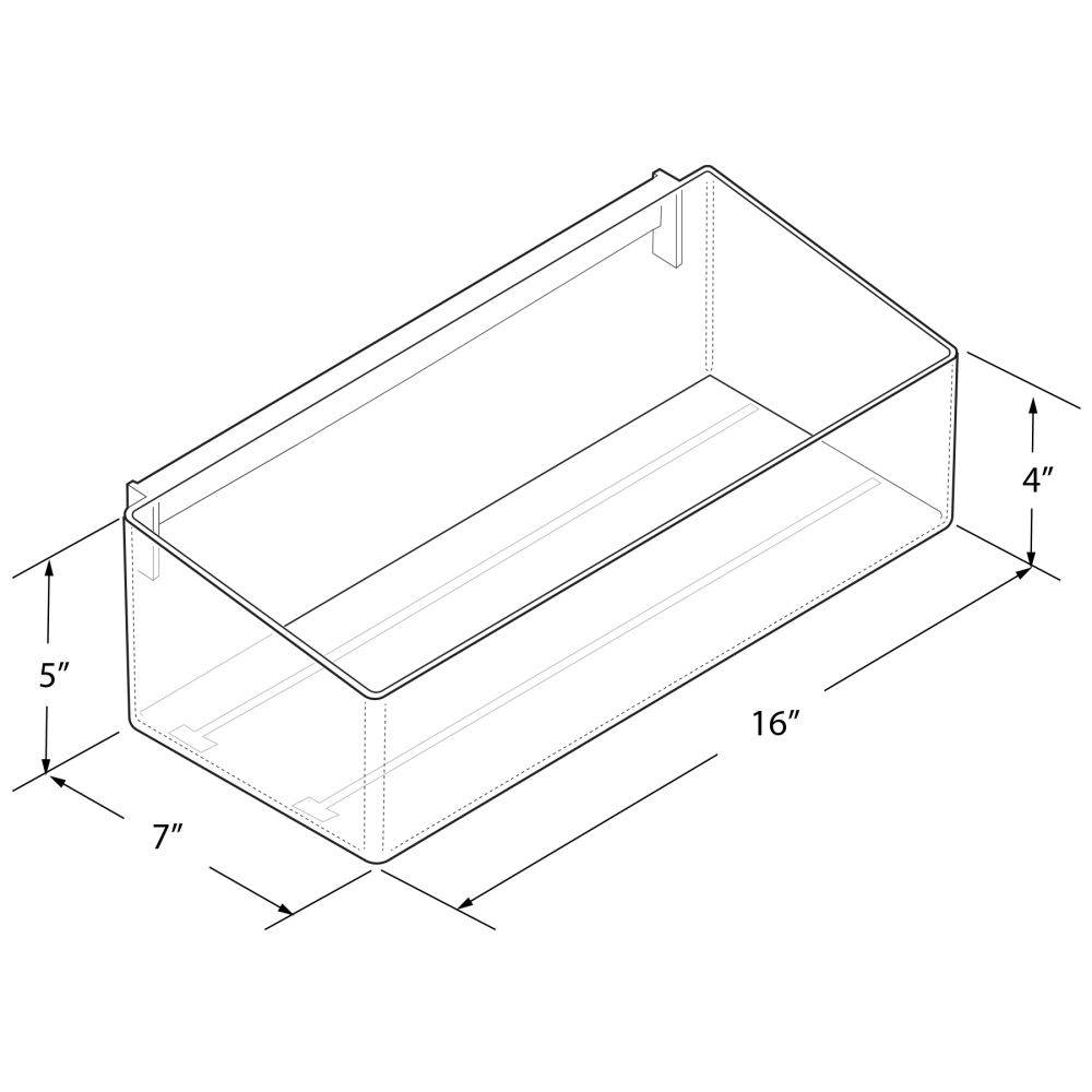 Azar Displays Adjustable Divider Bin For Pegboard/Slatwall, Metal U-Hooks, Small Size, 4in x 16in x 7in, Clear