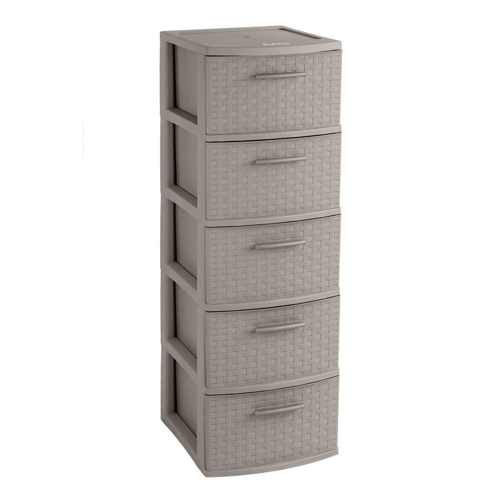 Inval By MQ Resin Storage Cabinet, 5 Drawers, 39inH x 13inW x 15inD, Taupe