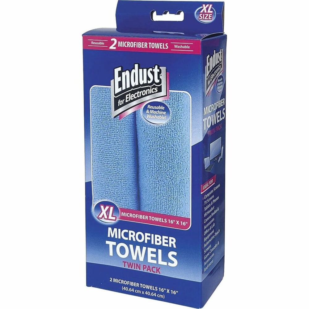 Endust Electronics Microfiber Towels, Blue, Pack Of 2 Towels