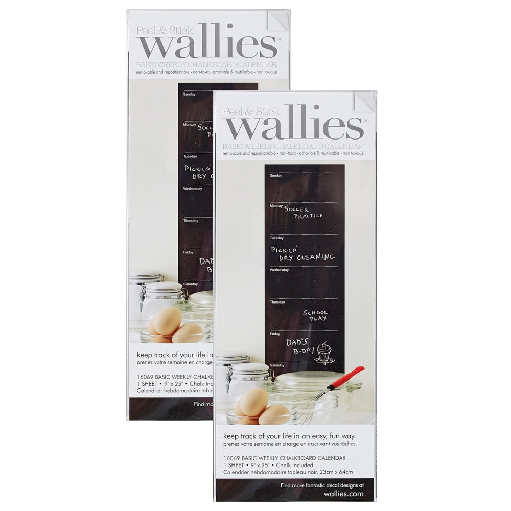 Wallies Basic Weekly Chalk Calendars, 9in x 25in, Black, Pack Of 2 Calendars