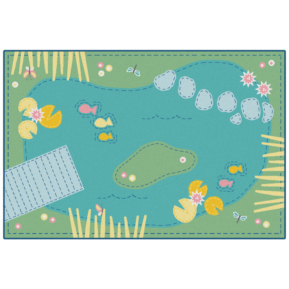 Carpets for Kids KID$Value PLUS Tranquil Pond Activity Rug, 6ft x 9ft, Green