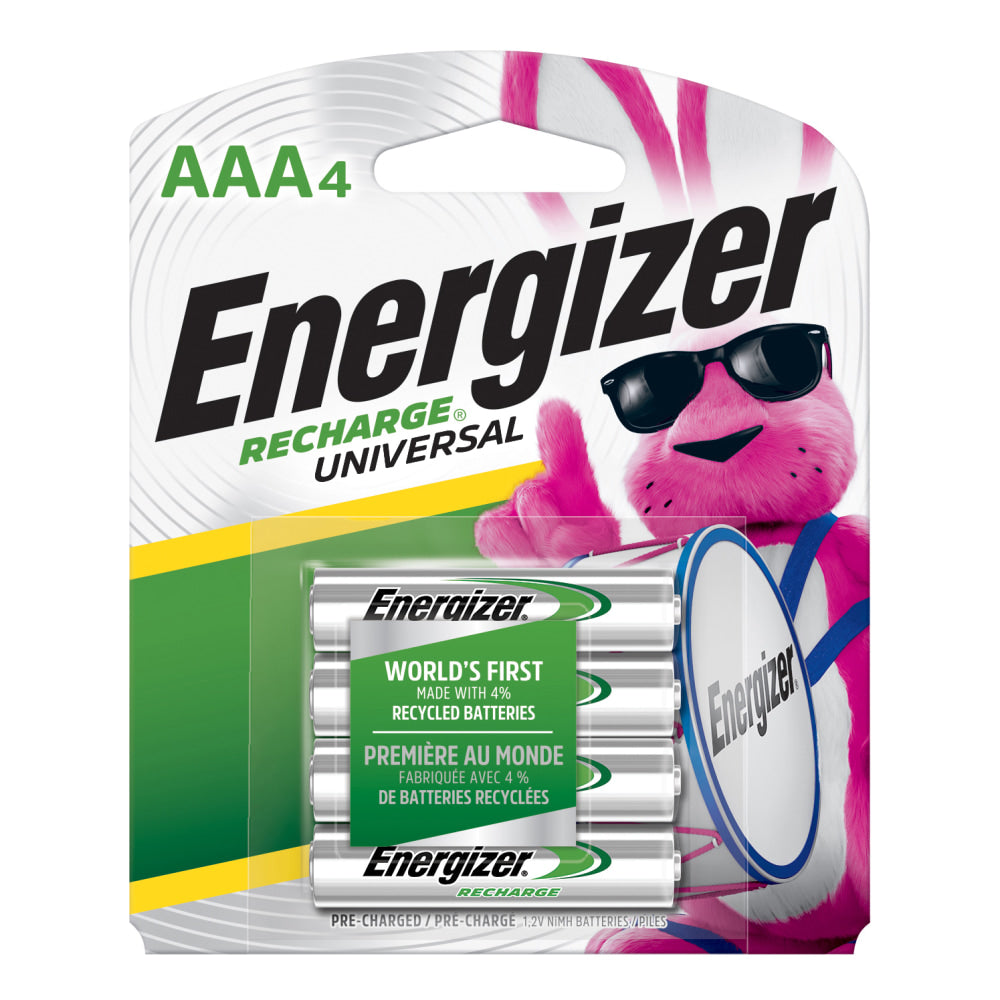 Energizer Rechargeable NiMH AAA Batteries, Pack Of 4