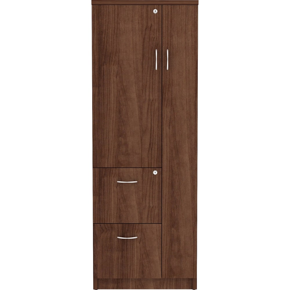 Lorell Essentials Tall Storage Cabinet, 2 Adjustable Shelves, Walnut