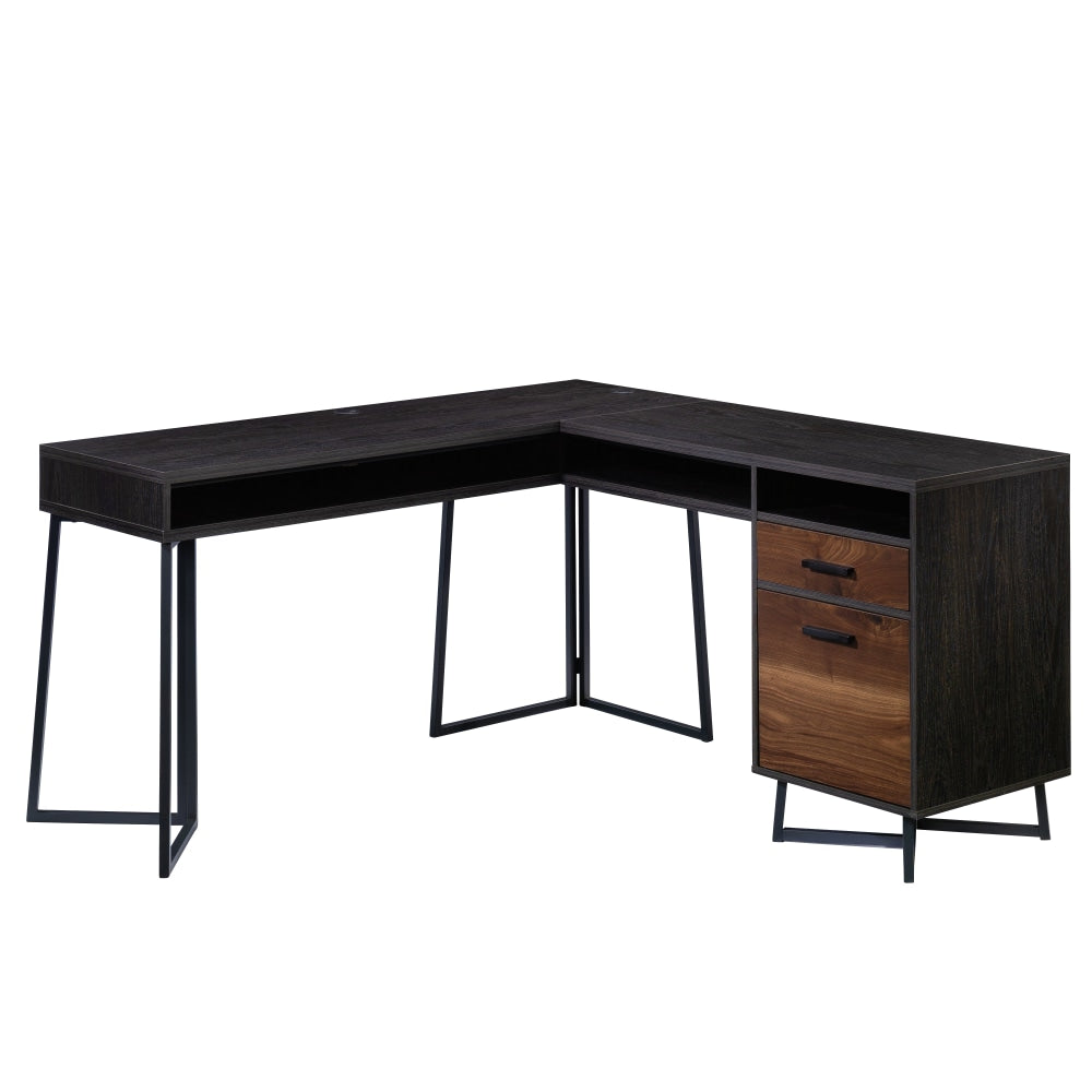 Sauder Canton Lane 58inW L Computer Desk, Brew Oak/Grand Walnut