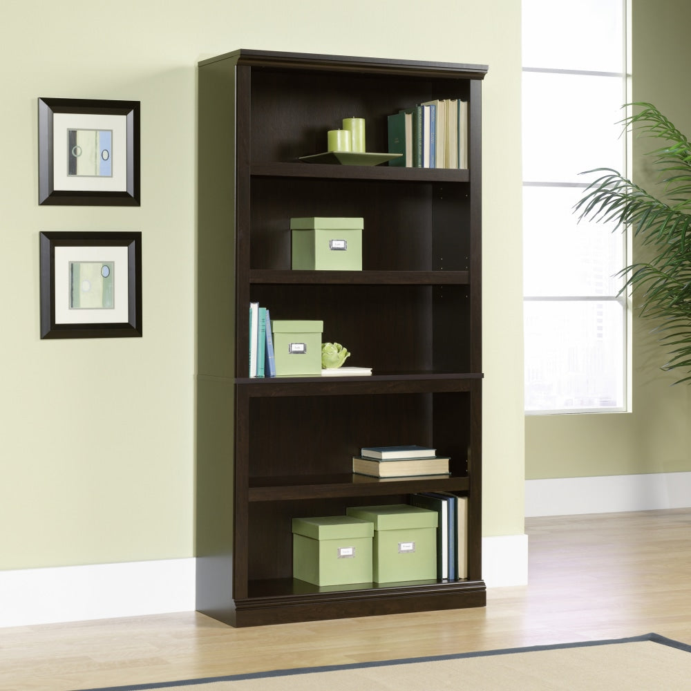 Sauder Select 69 13/16inH 5-Shelf Transitional Bookcase, Brown/Medium Finish, Standard Delivery