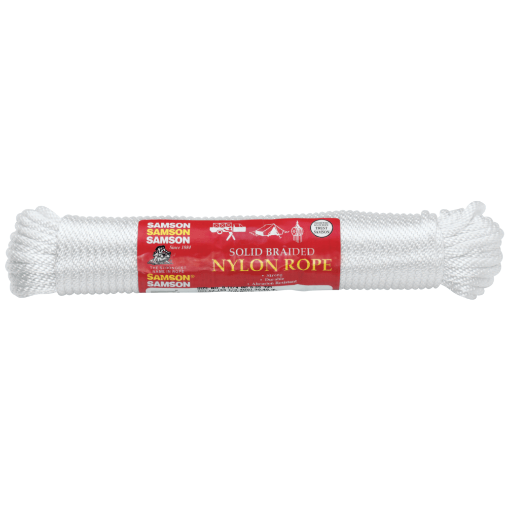 Samson #6 Solid Braided Nylon Rope, 475 Ft , White