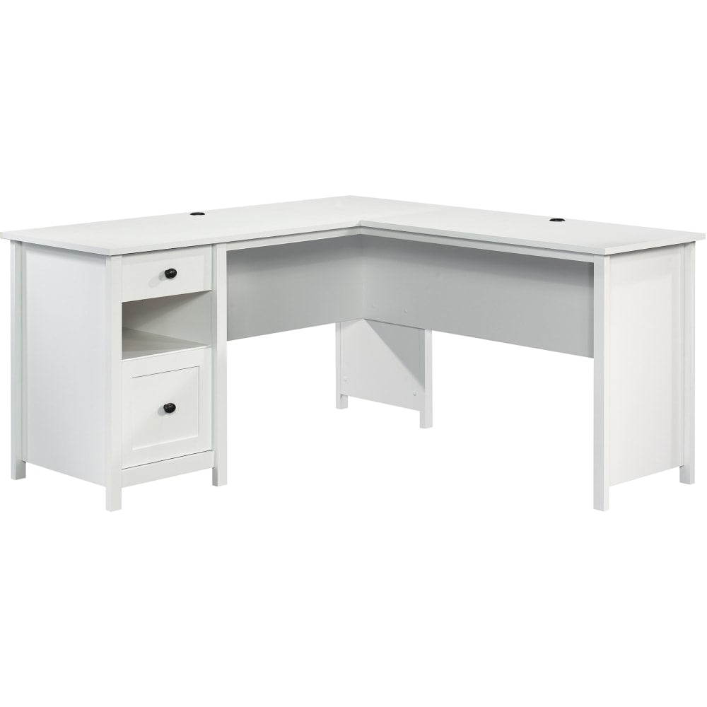 Sauder County Line 61inW L-Shaped Office Computer Desk With File Drawer, Soft White