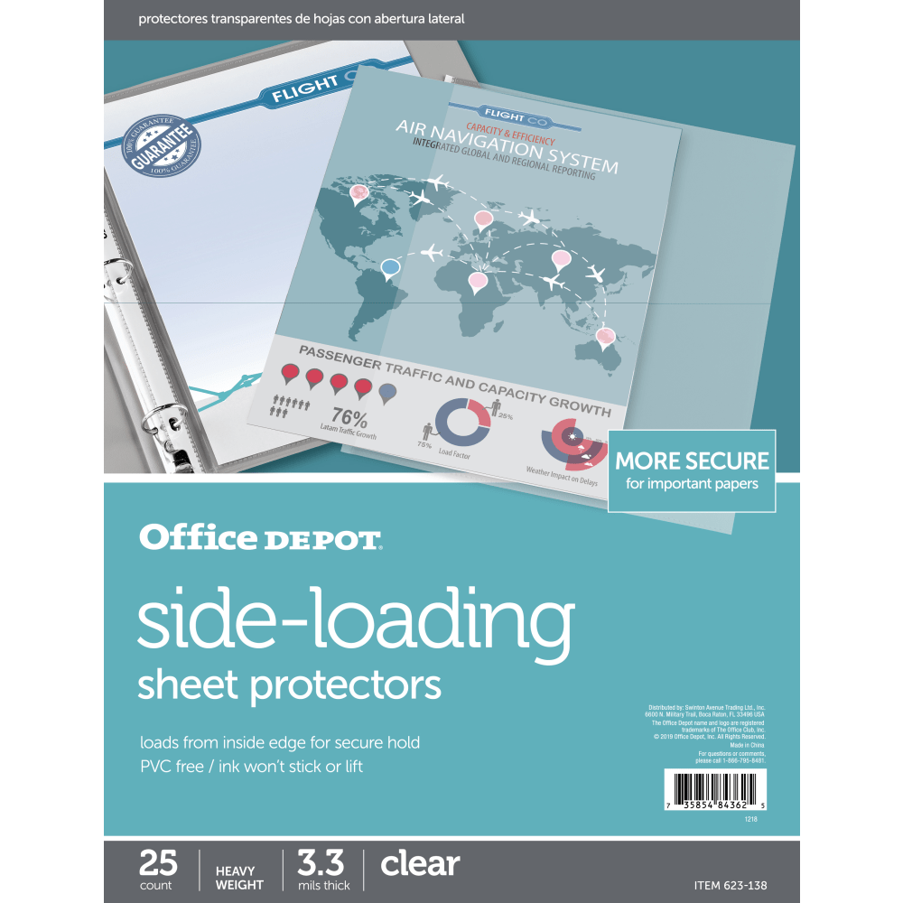 Office Depot Brand Side-Loading Sheet Protectors, 8-1/2in x 11in, Clear, Pack Of 25