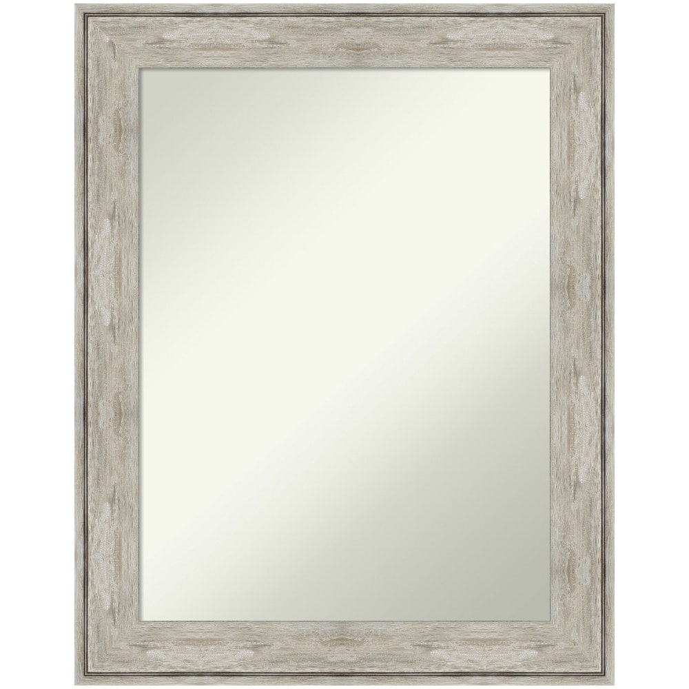 Amanti Art Non-Beveled Rectangle Framed Bathroom Wall Mirror, 29in x 23in, Crackled Metallic