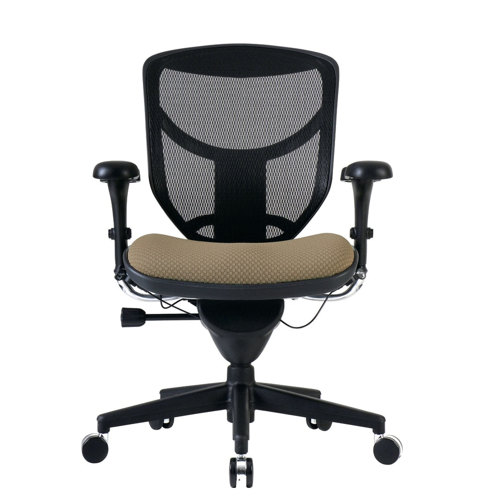 WorkPro Quantum 9000 Series Ergonomic Mesh/Premium Fabric Mid-Back Chair, Black/Beige, BIFMA Compliant