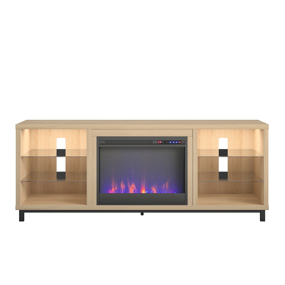 Ameriwood Home Lumina 70in Fireplace TV Stand, Natural