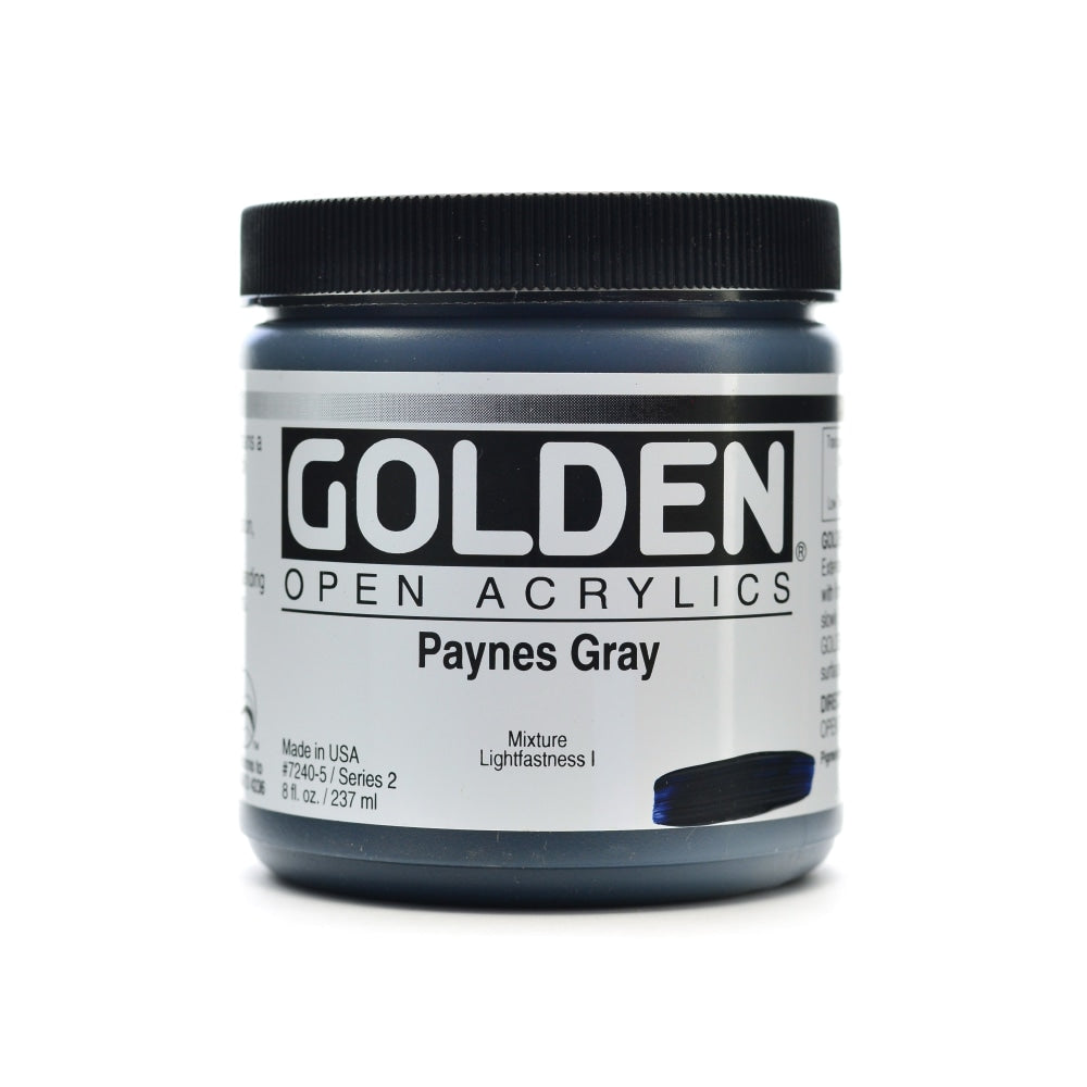 Golden OPEN Acrylic Paint, 8 Oz Jar, Paynes Gray