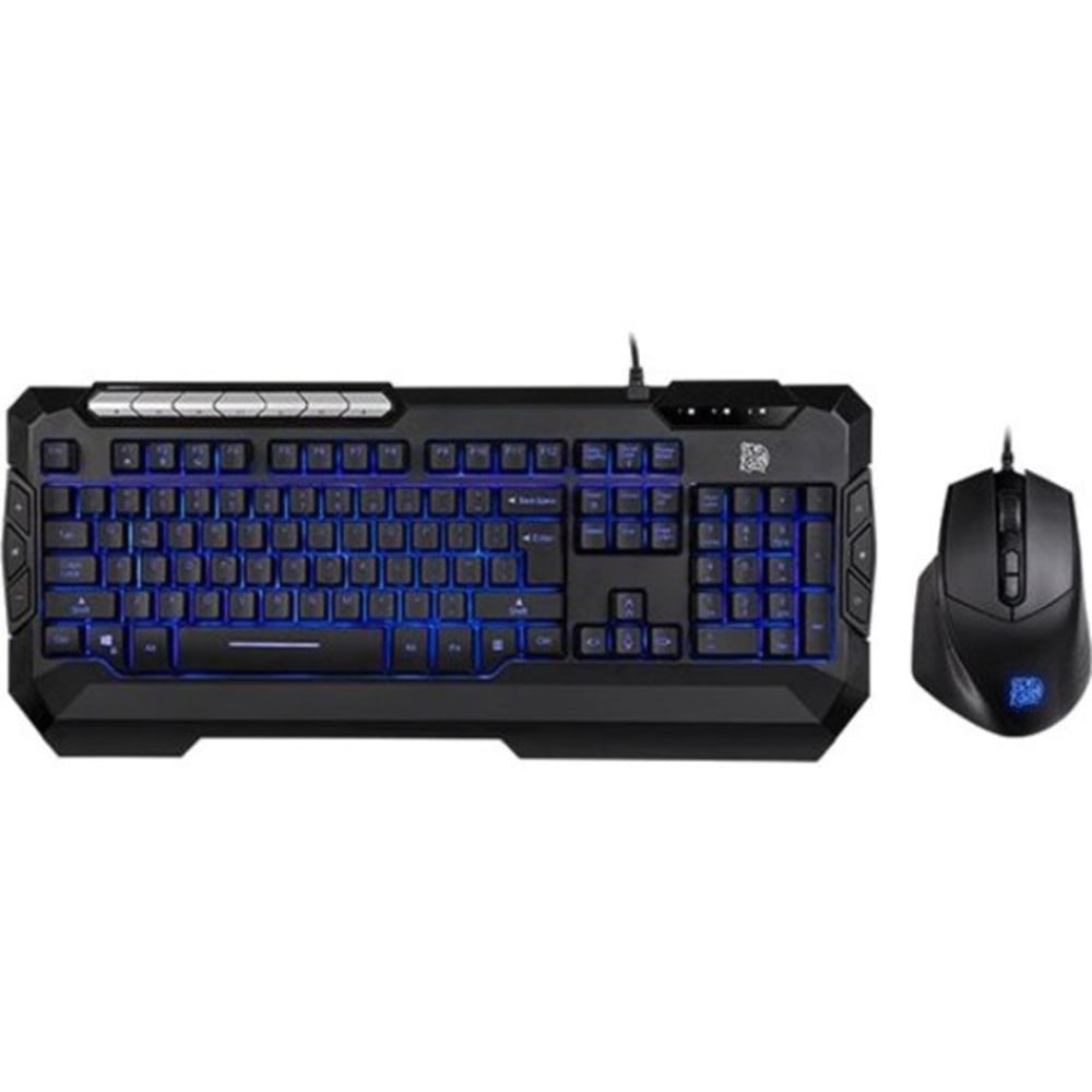 Tt eSPORTS Commander Combo V2 Gaming Keyboard & Mouse - USB Membrane Cable Keyboard - Black - USB Cable Mouse - Optical - 2500 dpi - 8 Button - Black - Multimedia Hot Key(s) - Retail