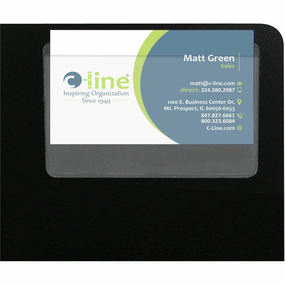 C-Line Top-Loading Business Card Holders, 2in x 3 1/2in, Clear, Pack Of 10