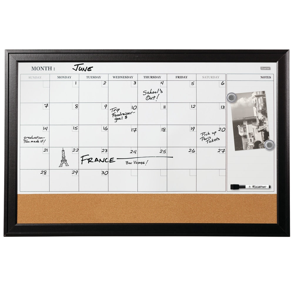 Quartet Home Decor Magnetic Combination Dry-Erase Whiteboard/Calendar Board, 23in x 35in, White