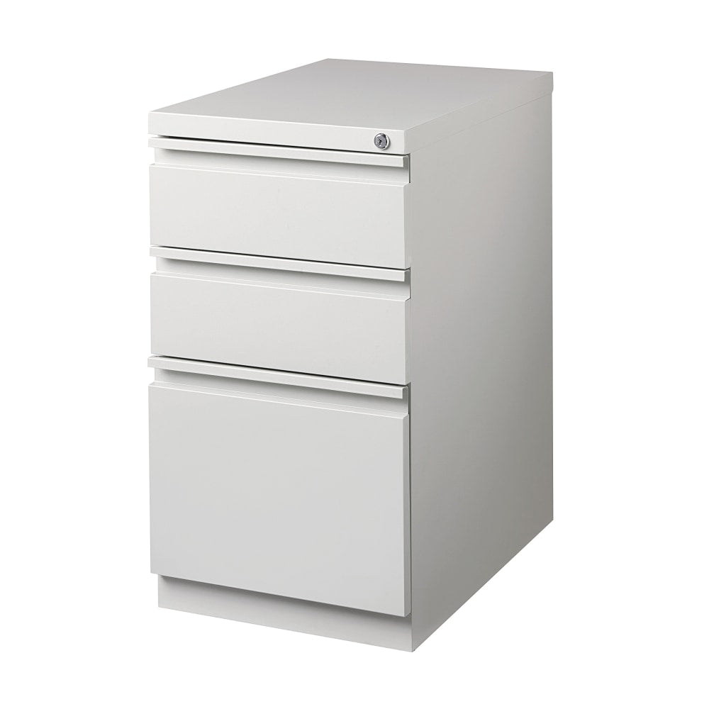 WorkPro 20inD Vertical 3-Drawer Mobile Pedestal File Cabinet, Light Gray