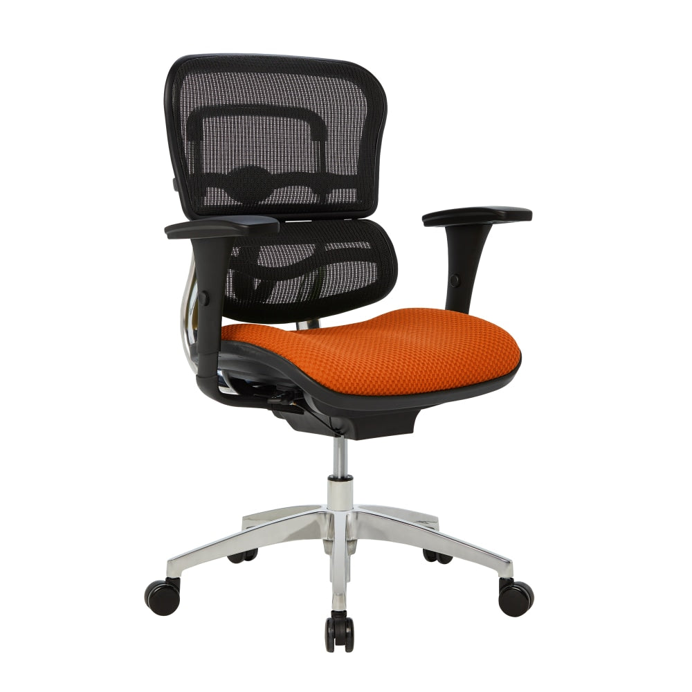 WorkPro 12000 Series Ergonomic Mesh/Premium Fabric Mid-Back Chair, Black/Tangerine, BIFMA Compliant