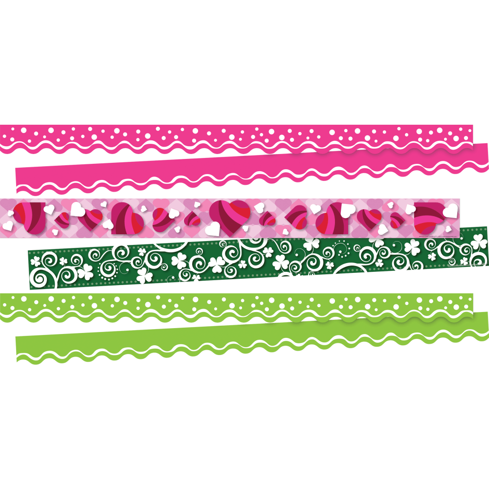 Barker Creek Double-Sided Border Strips, Clovers And Hearts, Set Of 38 Strips