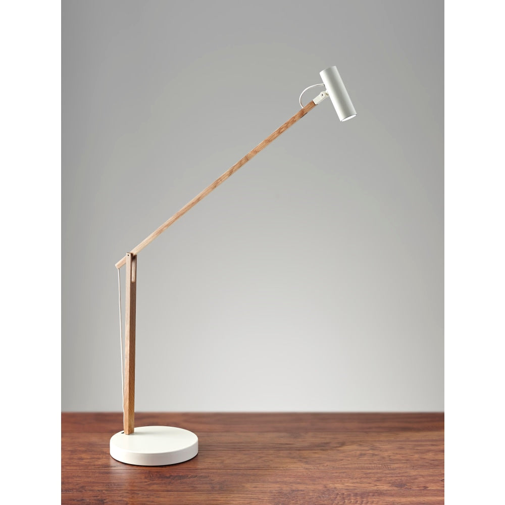 Adesso ADS360 Crane LED Desk Lamp, 32 1/2inH, Silver Shade/White Base