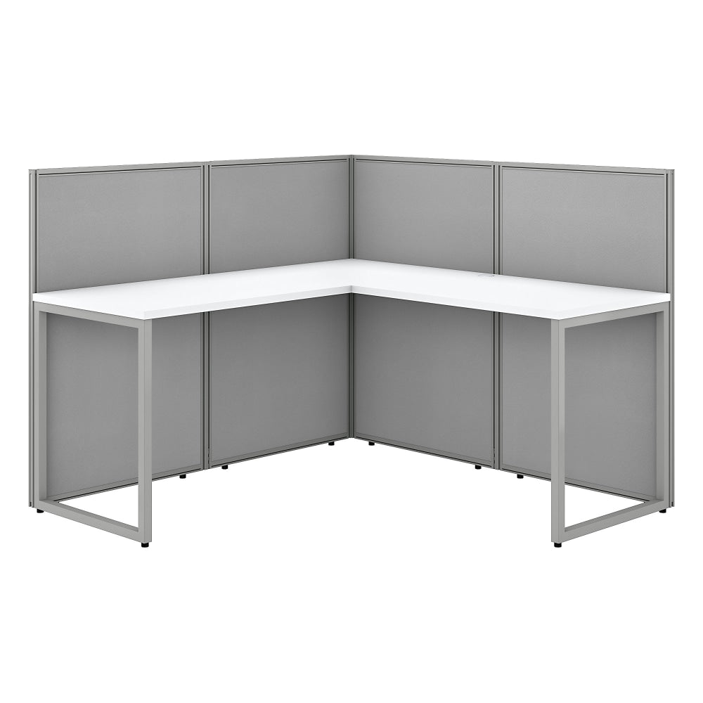 Bush Business Furniture Easy Office 60inW 1-Person L-Shaped Cubicle Desk Workstation With 45inH Panels, Pure White/Silver Gray, Standard Delivery