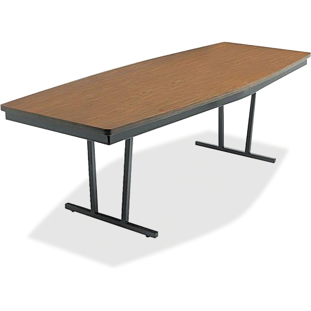 Barricks Foldable Conference Table - High Pressure Laminate (HPL) Boat, Walnut Top - 96in Table Top Length x 36in Table Top Width x 1.25in Table Top Thickness - 30in Height