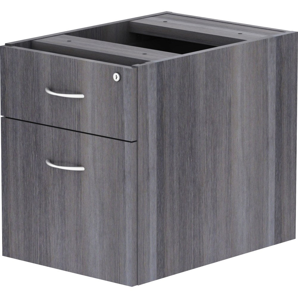 Lorell Essentials 22inD Vertical Pedestal File Cabinet With 1 Box Drawer And 1 File Drawer, Weathered Charcoal