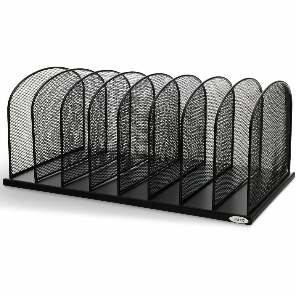 Safco Mesh Desk Organizers - 8 Compartment(s) - 2in - 8.3in Height x 19.3in Width x 11.5in Depth - Desktop - Black - Steel - 1Each