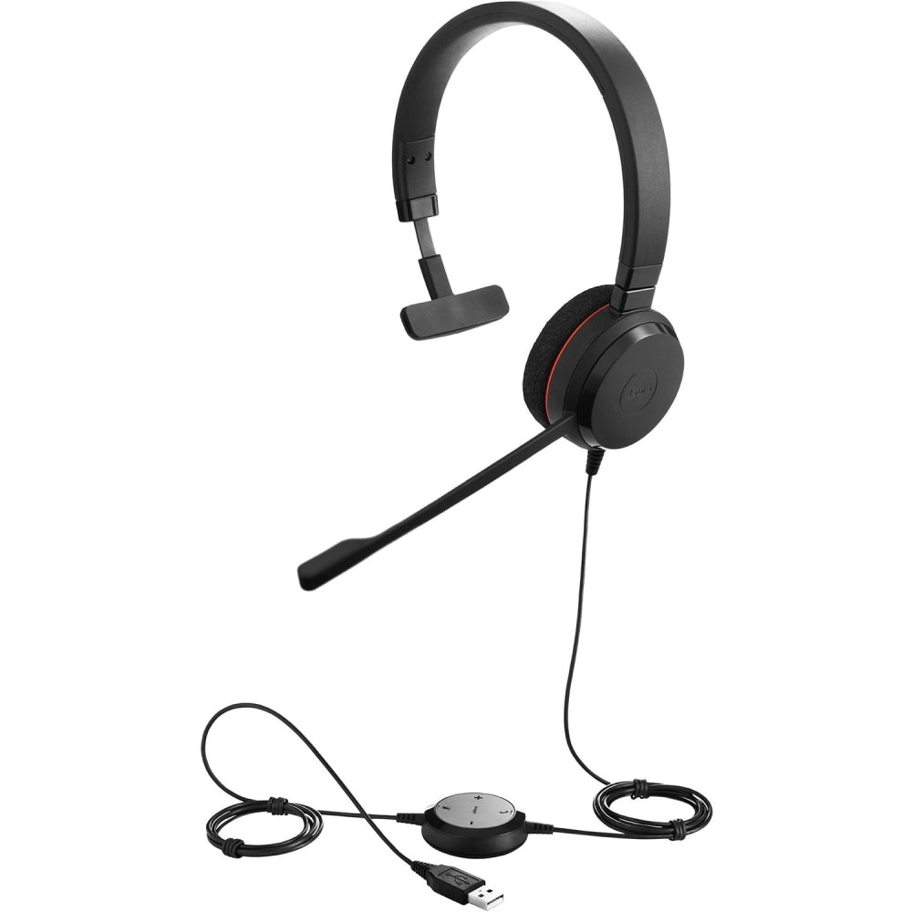 Jabra EVOLVE 20 Headset - Mono - USB Type C - Wired - 32 Ohm - 150 Hz - 7 kHz - Over-the-head - Monaural - Supra-aural - 3.12 ft Cable - Noise Cancelling Microphone - Black