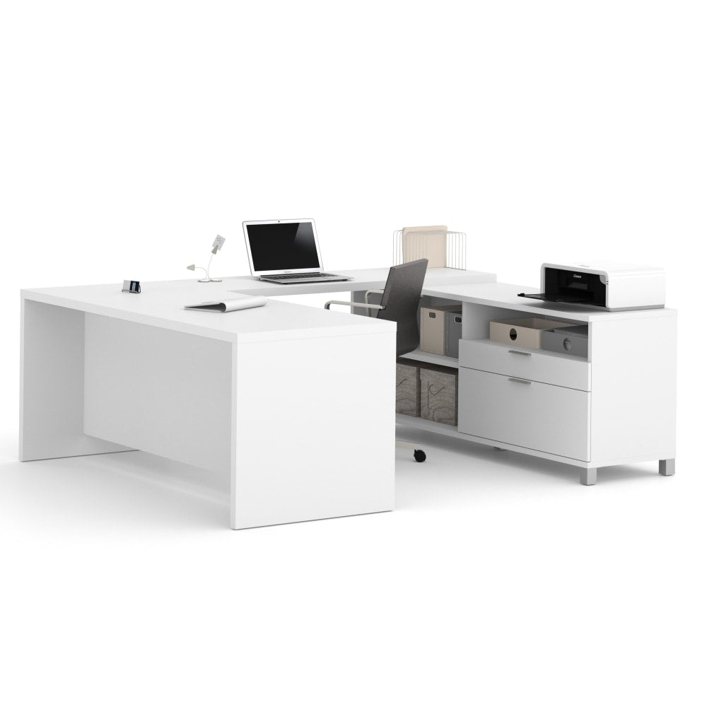 Bestar Pro-Linea 72inW U-Shaped Executive Computer Desk, White