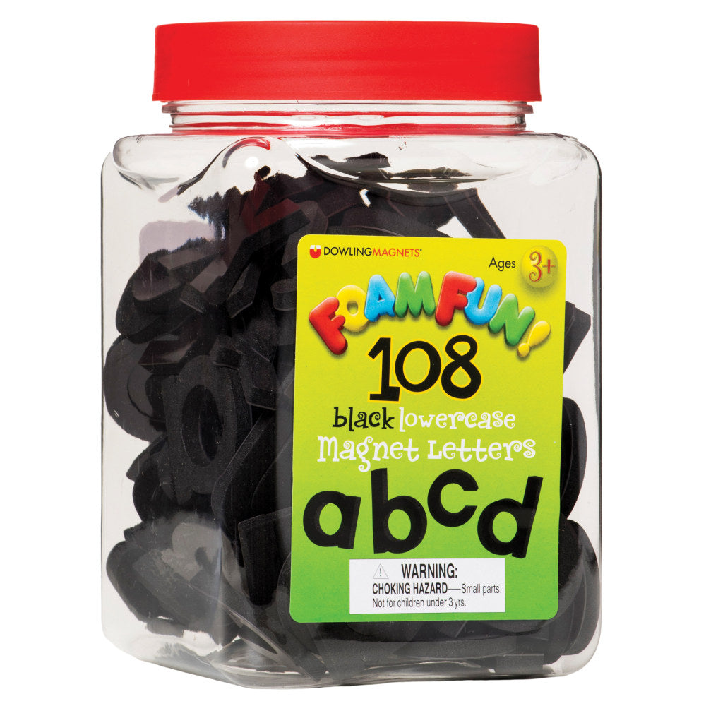 Dowling Magnets Foam Fun Lowercase Magnet Letters, Black, Pre-K - Grade 4, Pack Of 108 Letters