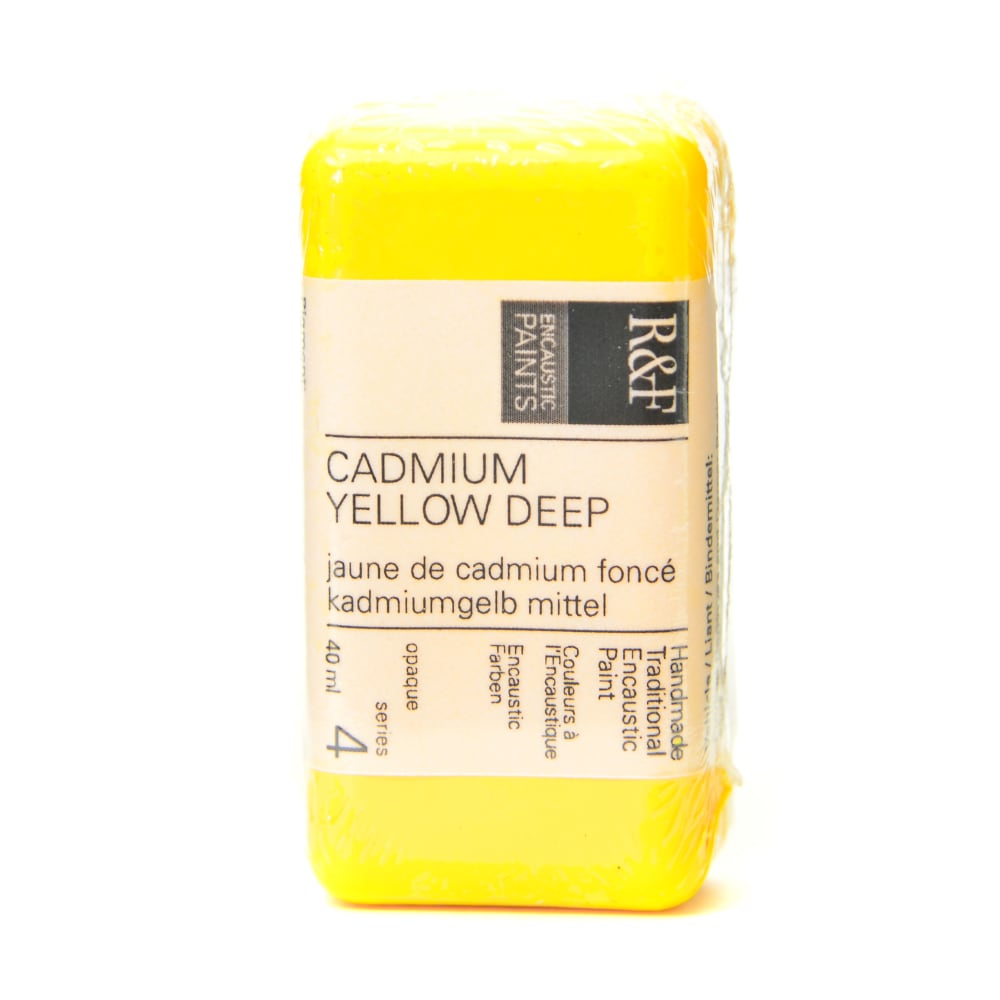 R & F Handmade Paints Encaustic Paint Cake, 40 mL, Cadmium Yellow Deep