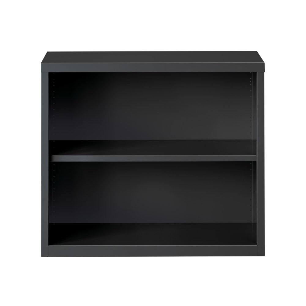 Hirsh 30inH 2-Shelf Metal Bookcase, Charcoal