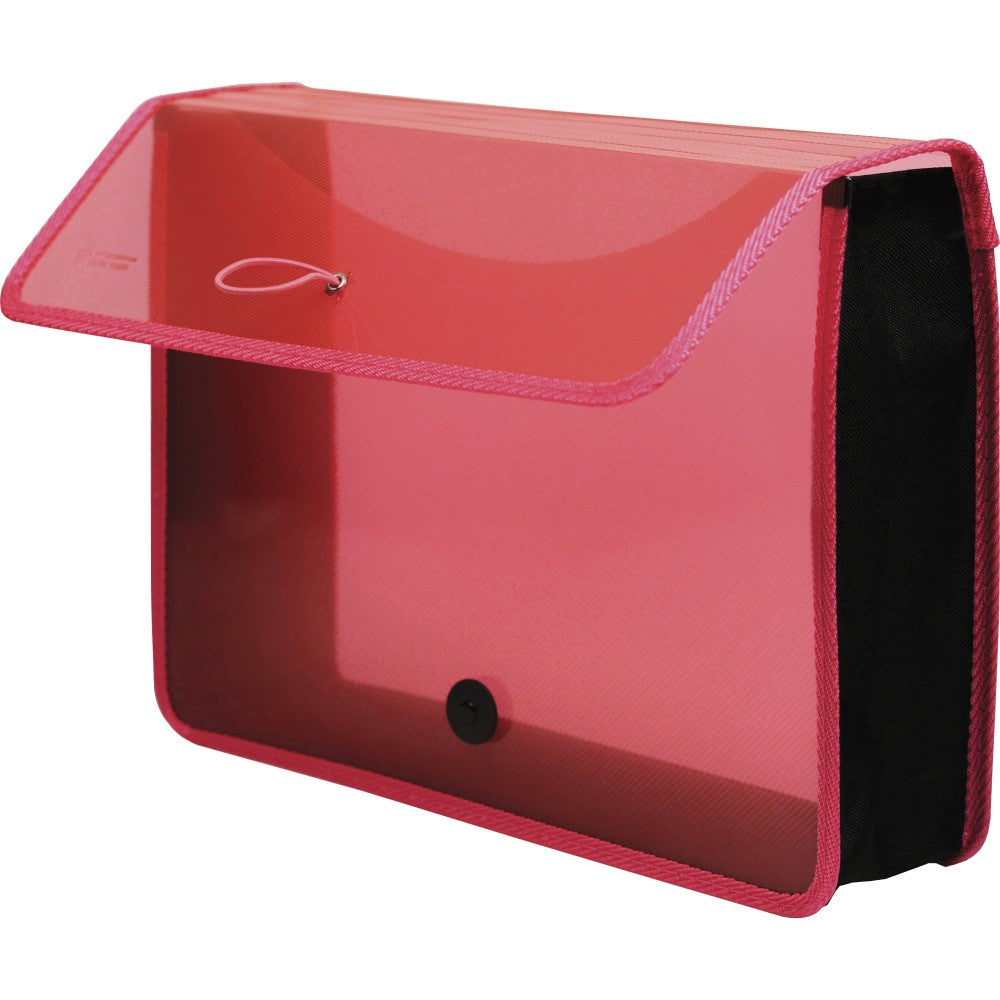 Lion EXPAND-N-FILE Letter File Wallet - 8 1/2in x 11in - 3in Expansion - Transparent Pink - 1 Each