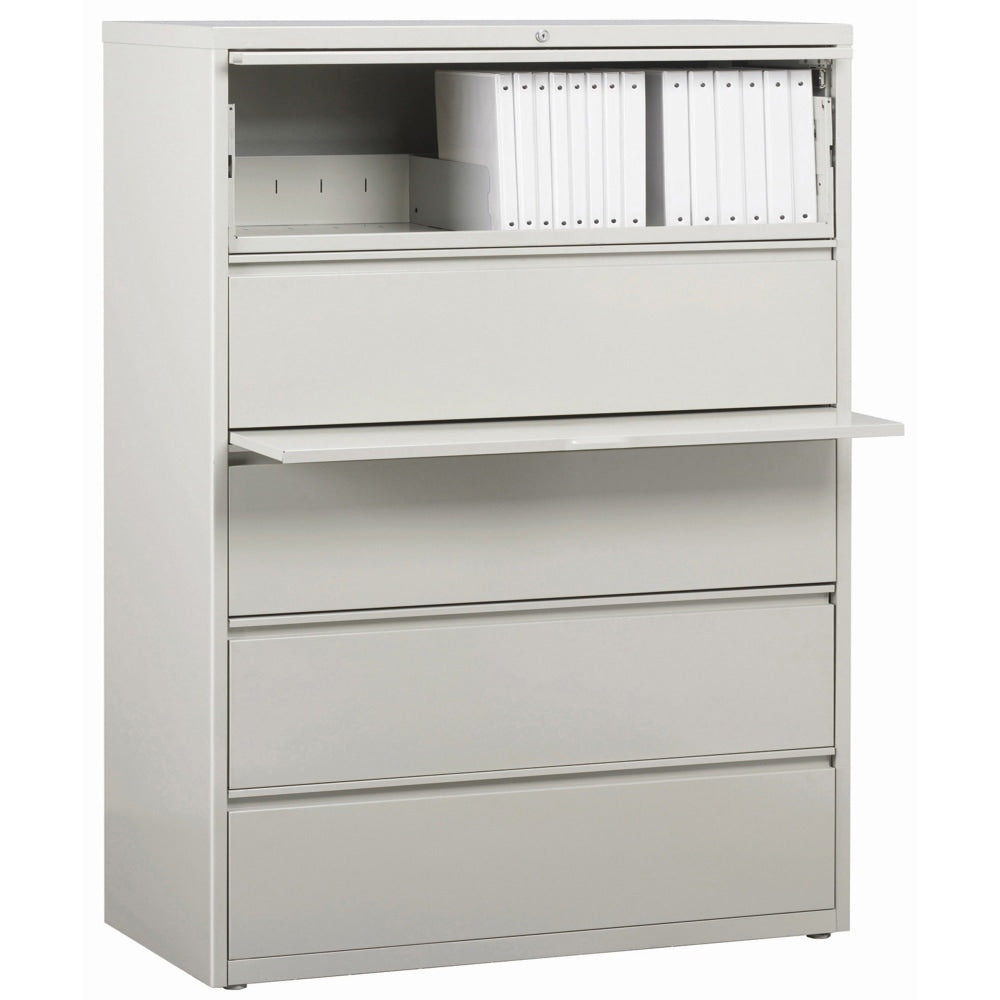 Lorell Fortress 42inW x 18-5/8inD Lateral 5-Drawer File Cabinet, Light Gray