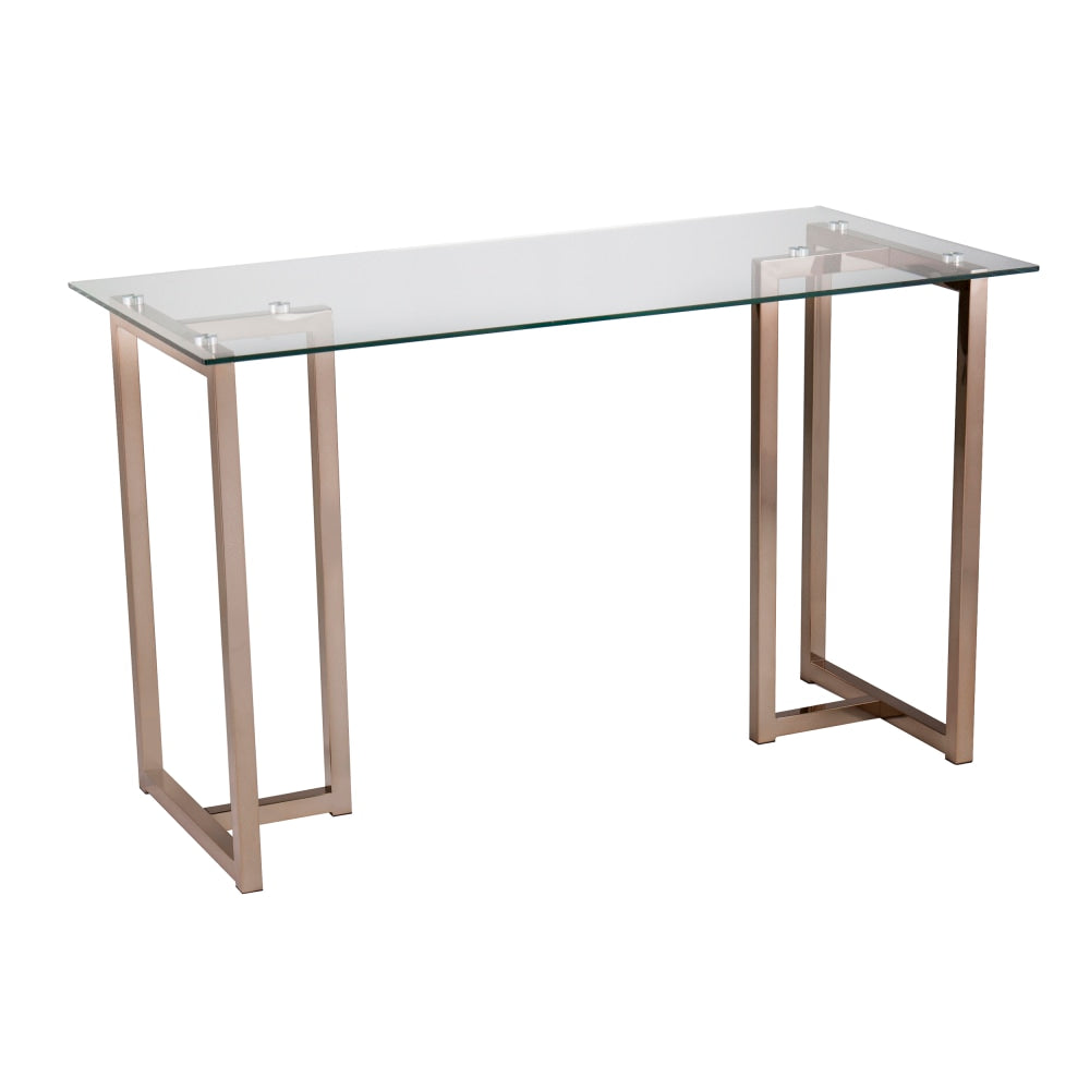 SEI Furniture Holly & Martin Haxor Metal/Glass 48inW Writing Desk, Champagne