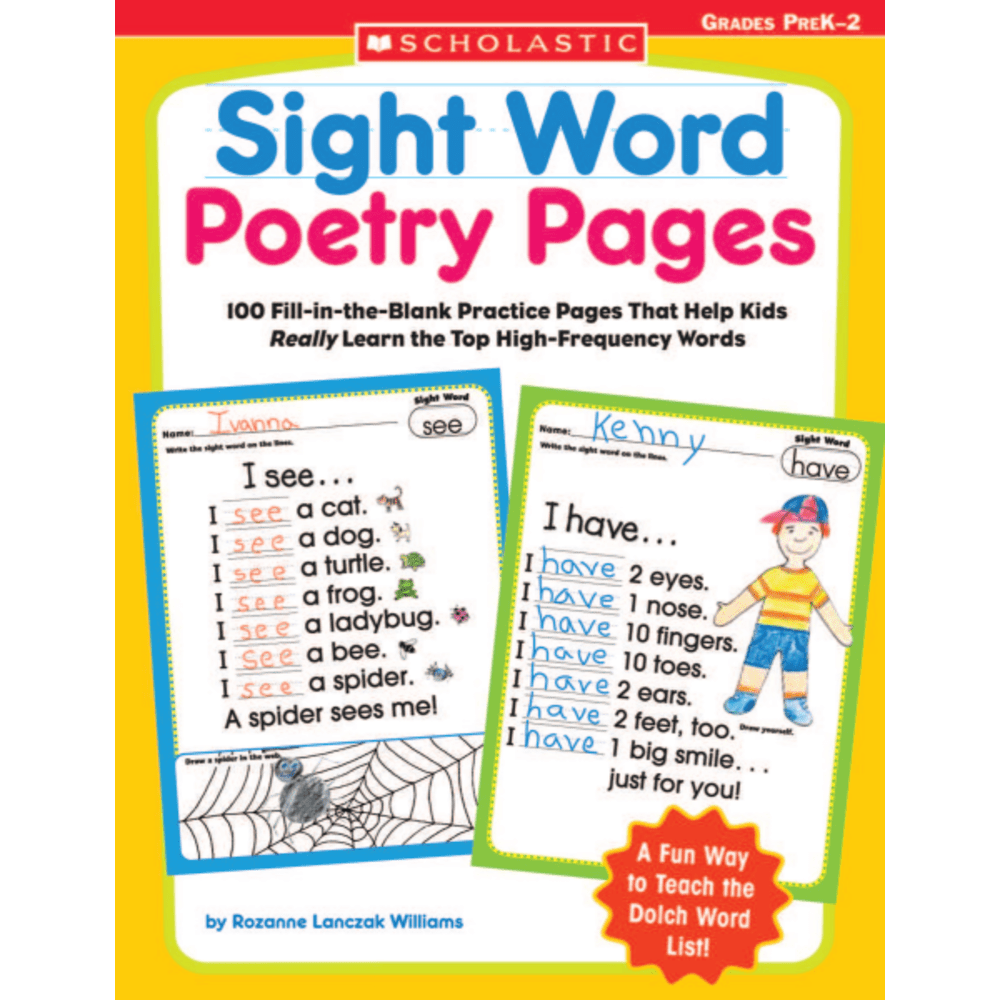 Scholastic Sight Word Poetry Pages