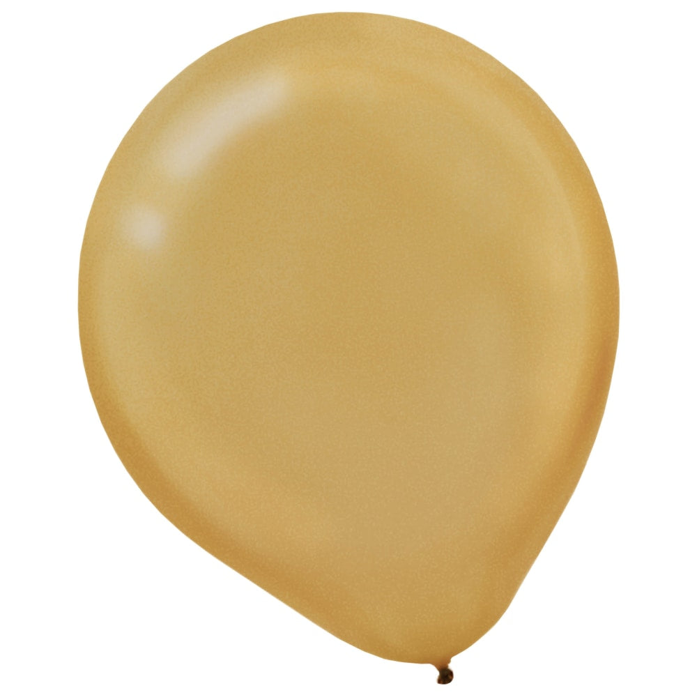 Amscan Latex Balloons, 12in, Gold, 15 Balloons Per Pack, Set Of 4 Packs