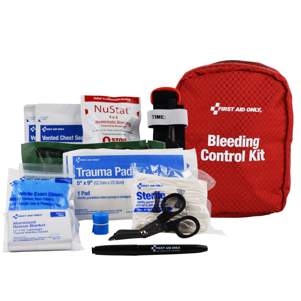 First Aid Only Deluxe Pro Bleeding Control Kit, 4inH x 7inW x 5inD, Red