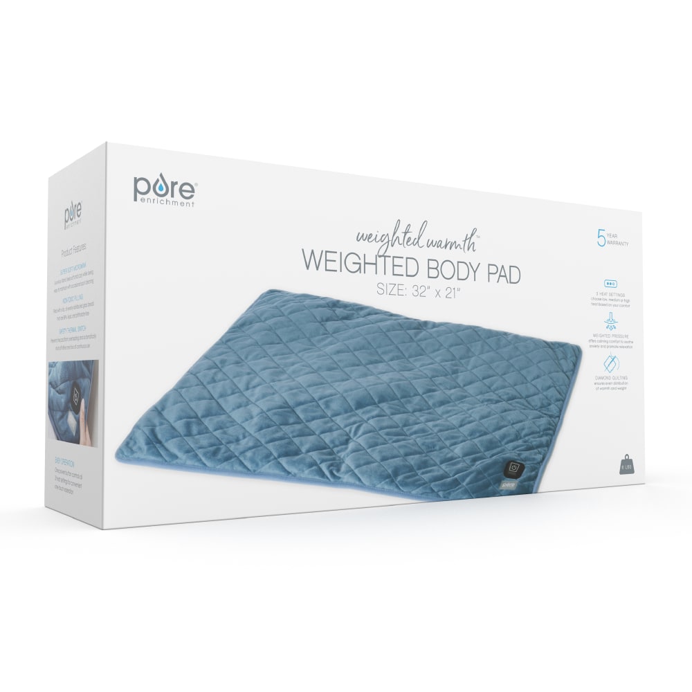 Pure Enrichment Weighted Warmth Body Pad With Heat, 30-1/2inL x 20-1/2inW, Blue