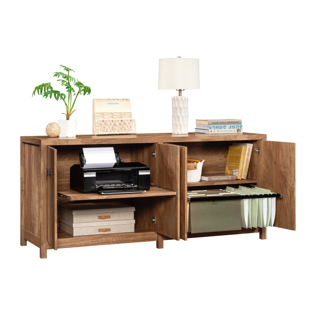 Sauder Cannery Bridge 66inW Credenza Computer Desk With Filing And Printer Shelf, Sindoori Mango