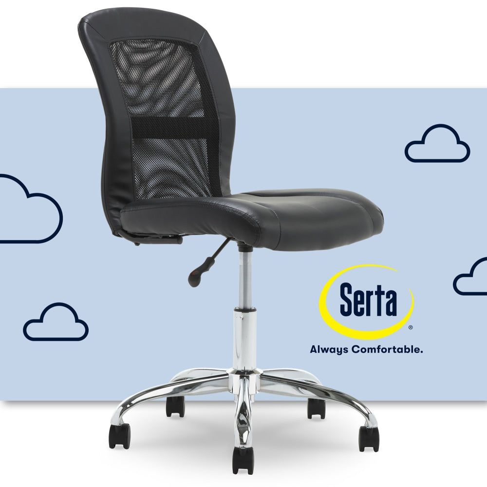 Serta Essentials Mid-Back Computer Chair, Ingenuity Black/Chrome