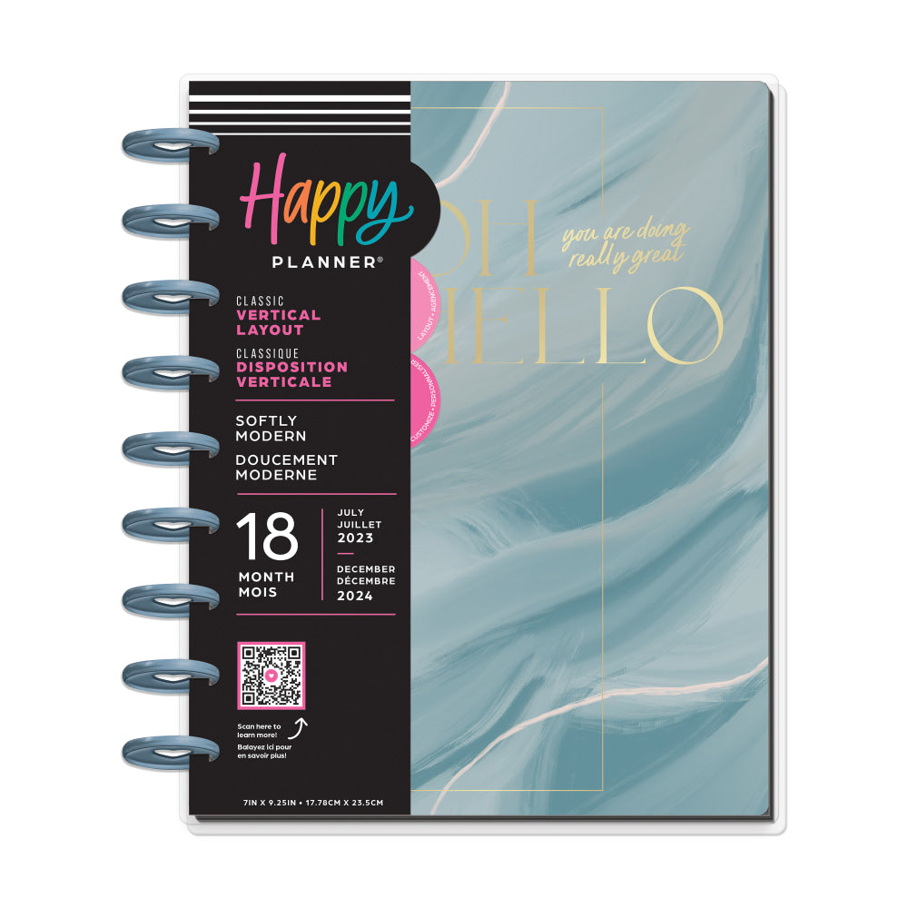 2023-2024 Happy Planner 18-Month Monthly/Weekly Classic Planner, 7in x 9-1/4in, Softly Modern, July 2023 To December 2024, PPCD18-112