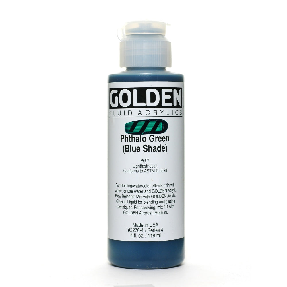 Golden Fluid Acrylic Paint, 4 Oz, Phthalo Green/Blue Shade