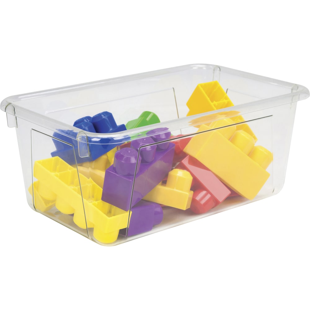 Storex Plastic Cubby Bins, Small Size, 5 2/8in x 7 13/16in x 12 2/16in, Crystal Clear,  Carton Of 5