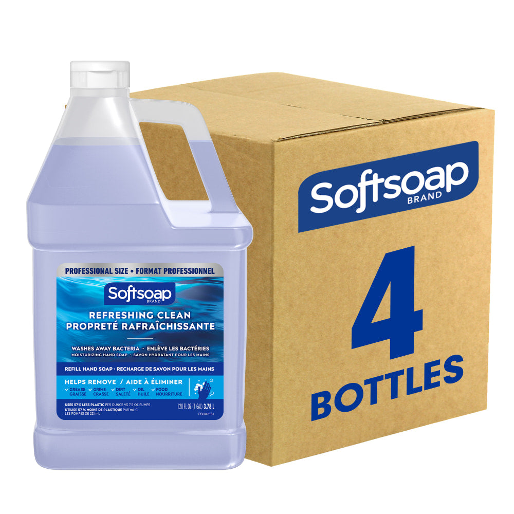 Softsoap Moisturizing Hand Soap, Refreshing Clean, 1 Gallon, Clear, Carton Of 4 Bottles