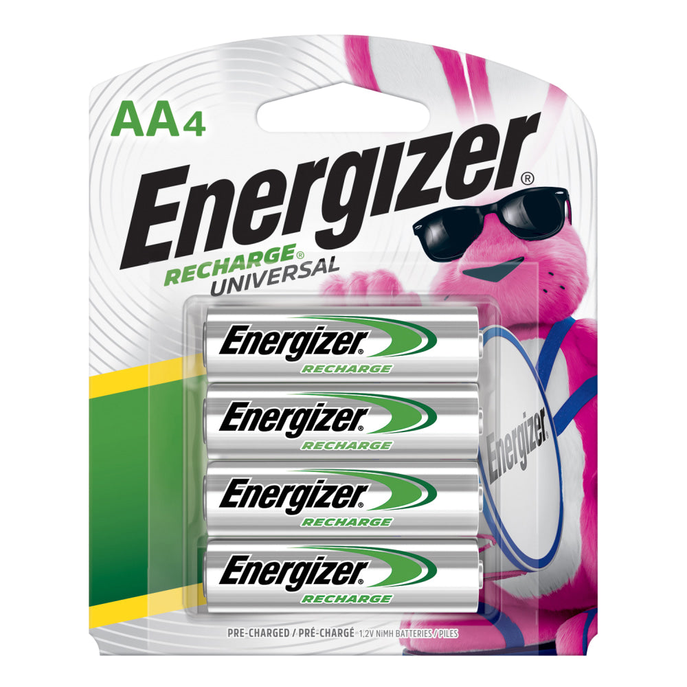 Energizer Rechargeable NiMH AA Batteries, Pack Of 4