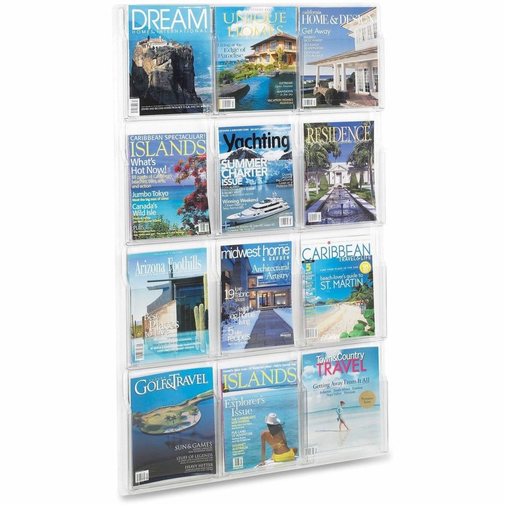 Clear Literature Rack, Magazine, 12 Pockets